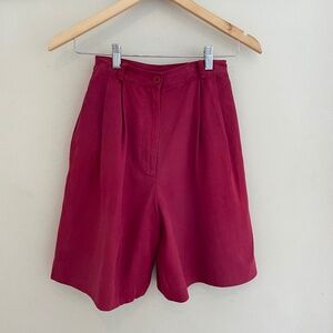 Talbots  | Vintage Pure Silk Bold Red High Waist Pleated Dress Shorts XS